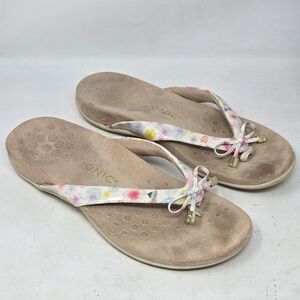 VIONIC Bella Flip Flops Size 8.5 Floral Print Arch Support Sandals Orthotic
